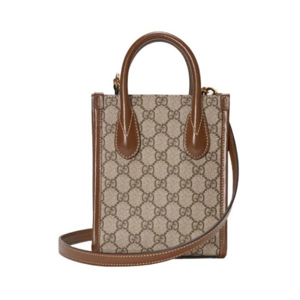 Gucci Mini Leather Logo Canvas Splicing Shoulder Cross Shoulder Handbag - Image 2