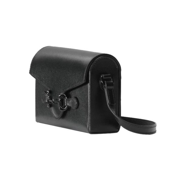 Gucci black mini leather adorned with resin horseneck buckle crossbody bag - Image 2