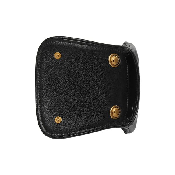 Gucci black leather double GLogo retro gold buckle saddle bag, single shoulder crossbody bag - Image 2