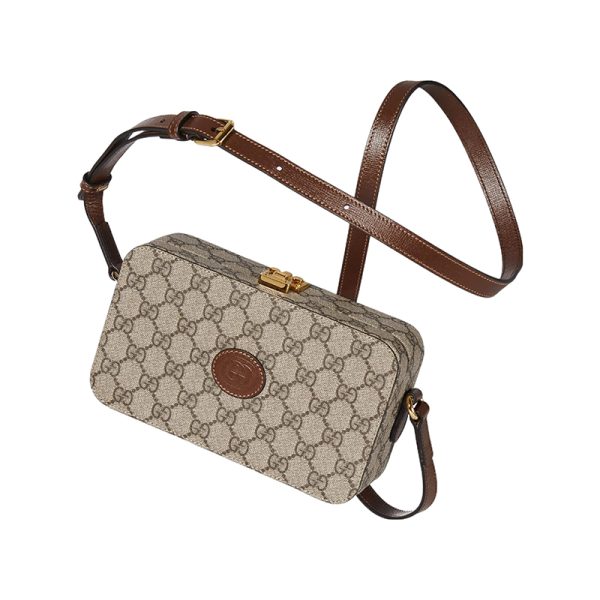 Gucci beige canvas oval double G metal buckle shoulder crossbody bag - Image 2