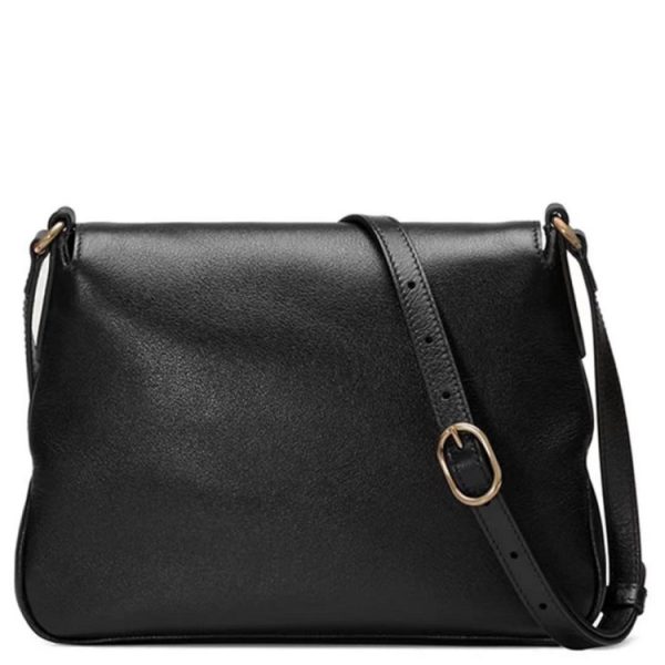 Gucci small black leather retro double G gold decoration flip shoulder crossbody bag - Image 2