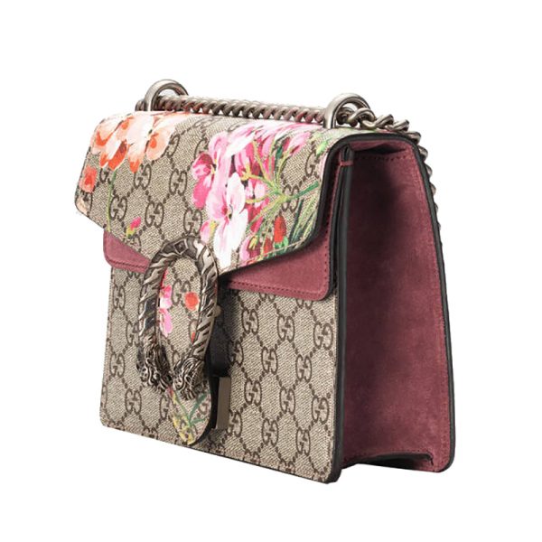 Gucci leather geranium red flower wine god chain crossbody bag - Image 2