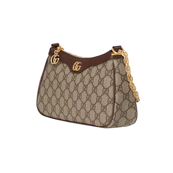 Gucci small beige/ebony canvas brown leather shoulder bag - Image 2