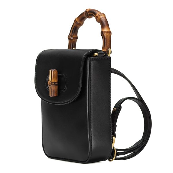 Gucci mini black leather veneer bamboo handle bamboo handbag - Image 2