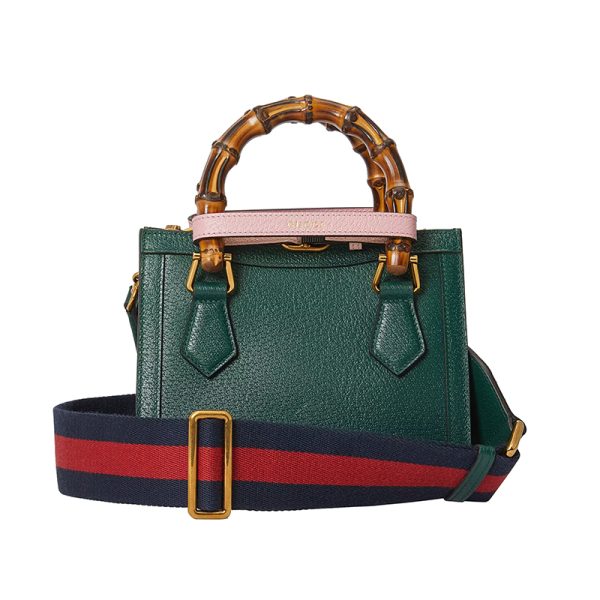 Gucci Mini Dark Green Leather Bamboo Handle Handbag - Image 2