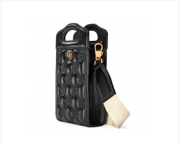 Gucci black mini gold logo canvas leather crossbody handbag - Image 2