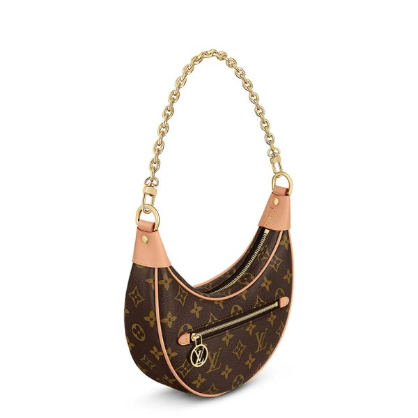LV Old Flower Canvas Pea Crescent Single Shoulder Handbag - Image 2