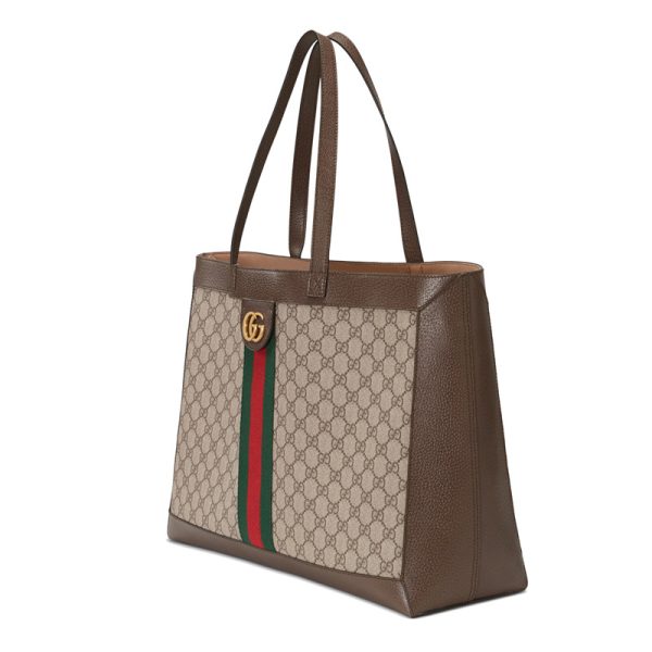 Gucci Classic Double G Red Green Striped Beige Canvas Handbag - Image 2