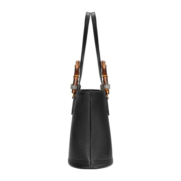 Gucci black leather Diana bamboo double G logo tote bag handbag - Image 2