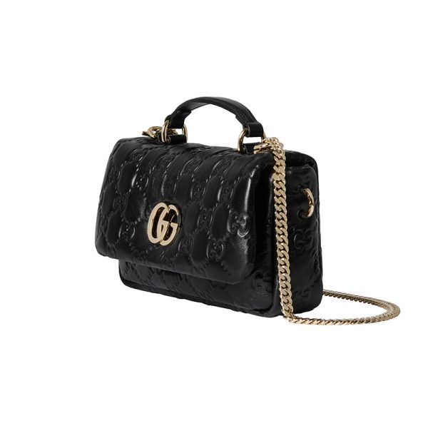 Gucci mini black leather spring closure with chain handbag - Image 2