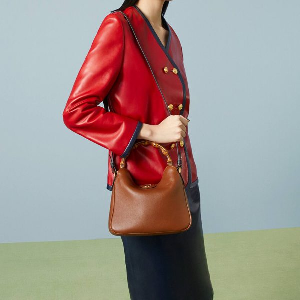 Gucci Small Natural Leather Bamboo Handle Shoulder Bag - Image 2