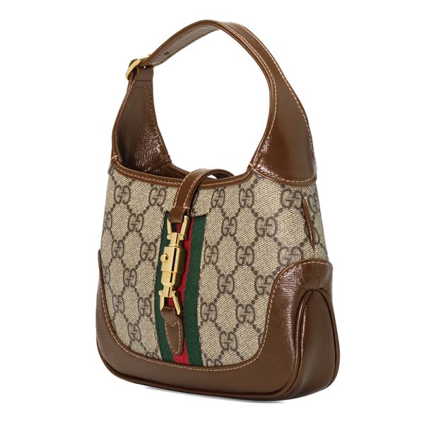 Gucci mini brown calf leather patchwork canvas shoulder diagonal cross bag - Image 2