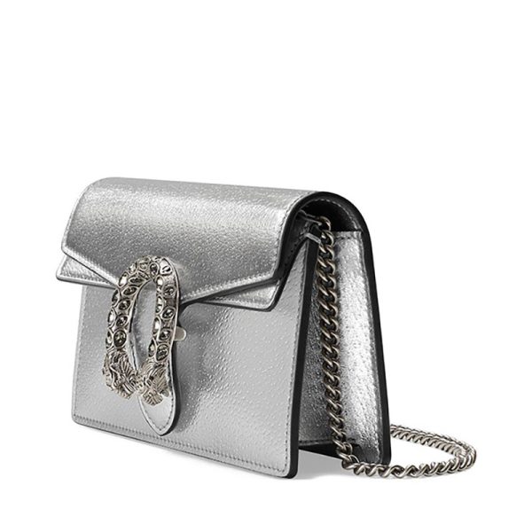 Gucci Mini Silver Leather Silver Chain Shoulder Cross Bag - Image 2