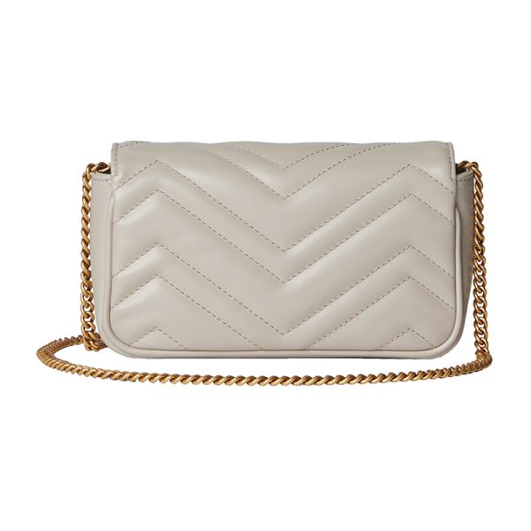 Gucci Mini Light Grey Quilted V-shaped Leather Shoulder Bag - Image 2