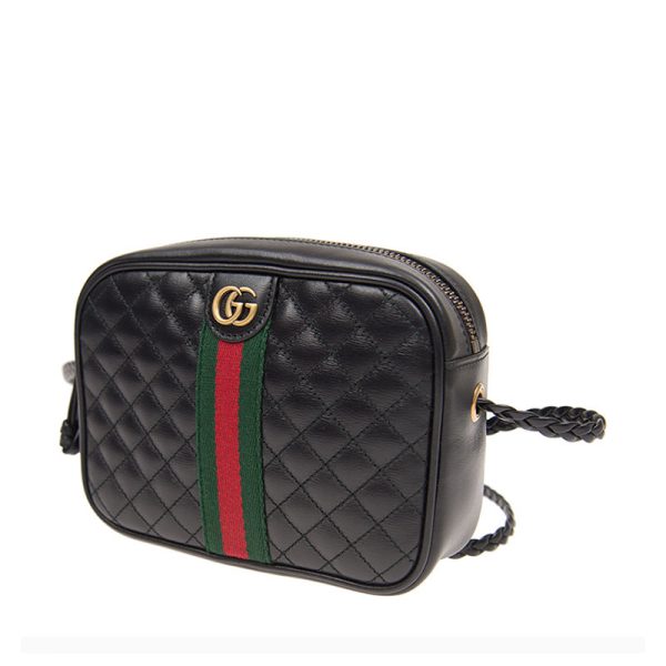 Gucci black leather woven shoulder crossbody bag - Image 2