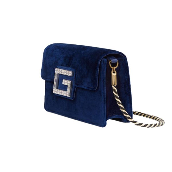 Gucci Velvet Deep Blue Black Shoulder Bag - Image 2