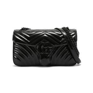 Gucci small patent leather double G buckle shoulder crossbody bag