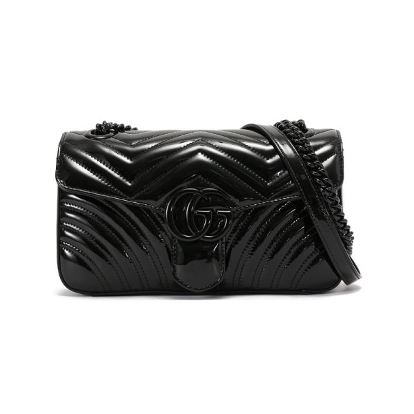 Gucci small patent leather double G buckle shoulder crossbody bag