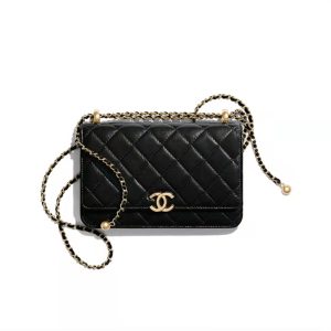 Chanel Double Gold Bead WOC Small Golden Ball Hair Chain Bag