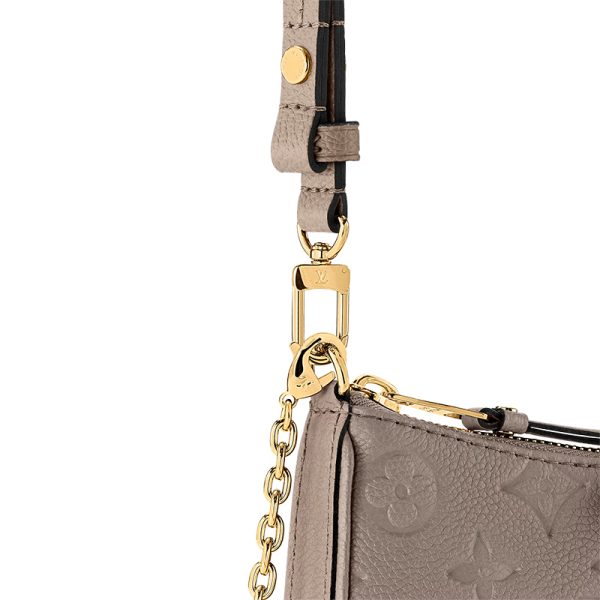 LV beige embossed cowhide gold metal zipper opening shoulder bag - Image 2
