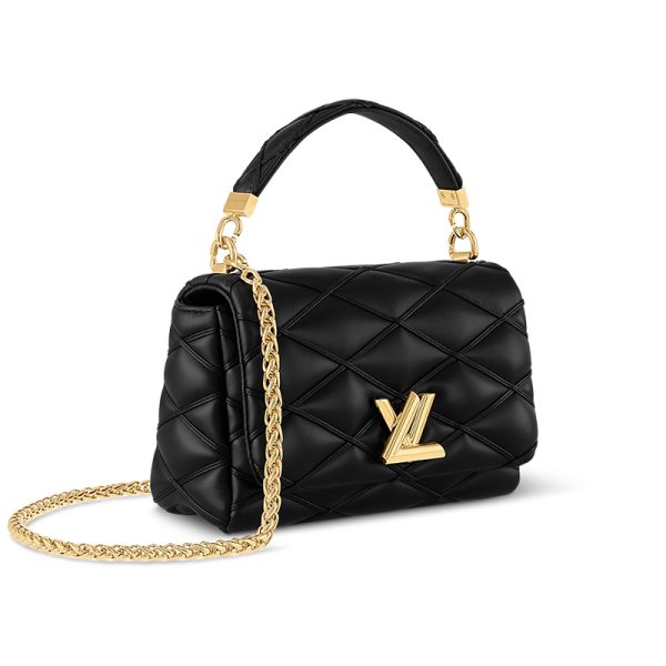 LV Medium Black Diamond Quilted Sheepskin Leather Shoulder Bag - Image 2