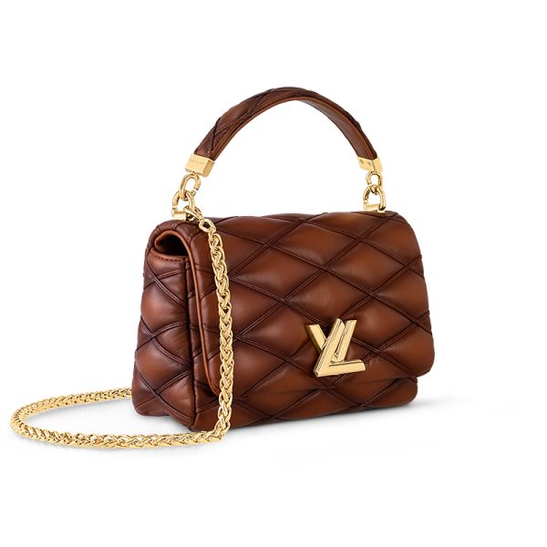 LV Medium Brown Diamond Quilted Sheepskin Leather Shoulder Bag - Image 2