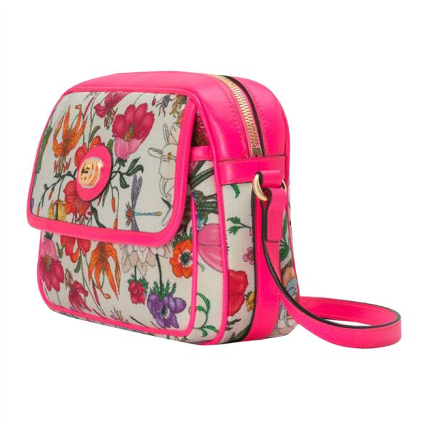 Gucci canvas with leather floral shoulder bag - Image 2