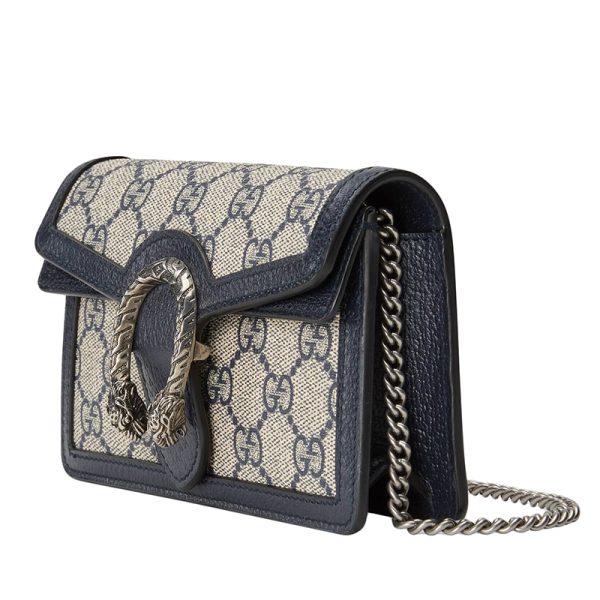 Gucci Ultra Mini Beige/Blue Jacquard Canvas Shoulder Bag - Image 2