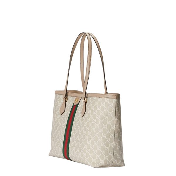 Gucci medium beige canvas leather tote bag - Image 2