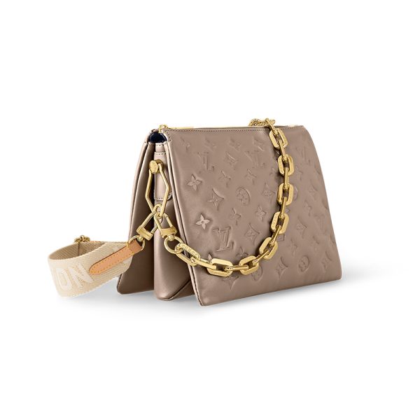 LV small grey brown sheepskin embossed single shoulder crossbody bag - Image 2
