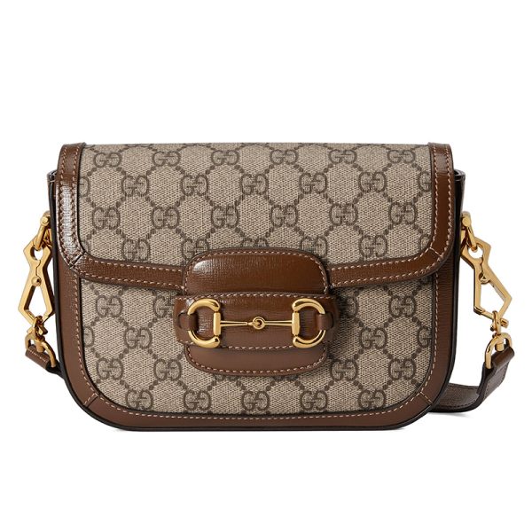 Gucci Mini Beige Canvas Brown Leather Shoulder Bag - Image 2