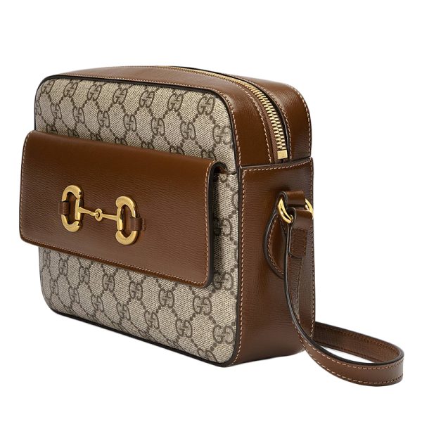 Gucci Small Brown Canvas Leather Cross Shoulder Bag - Image 2