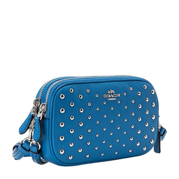 Coach Blue Leather Zipper Cross Shoulder Bag - Image 2