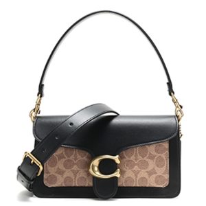 Coach fabric paired with leather single shoulder crossbody bag
