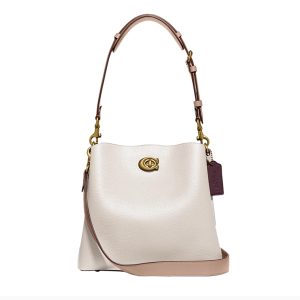 Coach white polished pebble leather shoulder bag