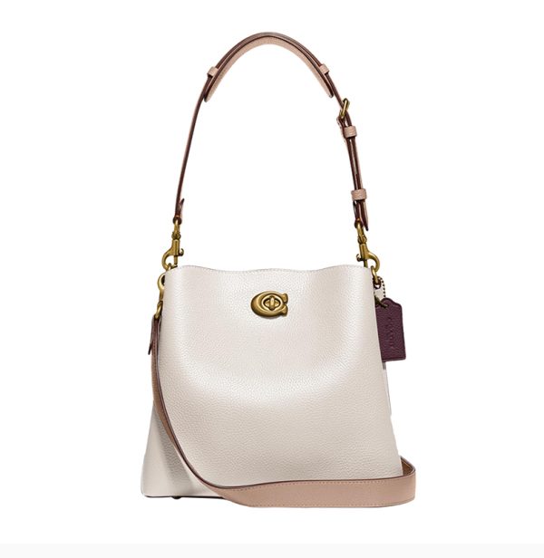 Coach white polished pebble leather shoulder bag