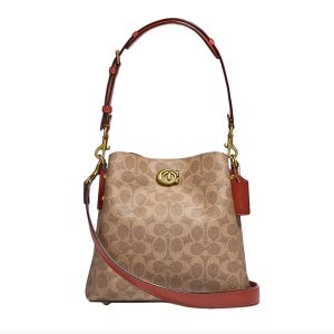 Coach color blocked coated canvas with leather shoulder bag