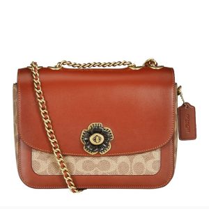 Coach Color blocked Canvas with Leather Shoulder Bag