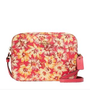 Coach Pink Coated Canvas with Leather Retro Daisy Printed Shoulder Bag
