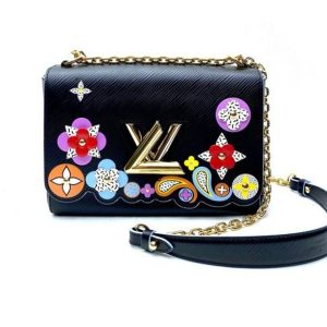LV TWIST Black Leather Shoulder Bag