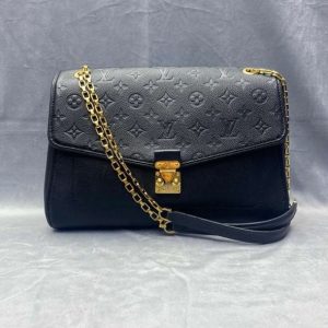 LV leather black shoulder bag