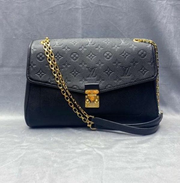 LV leather black shoulder bag