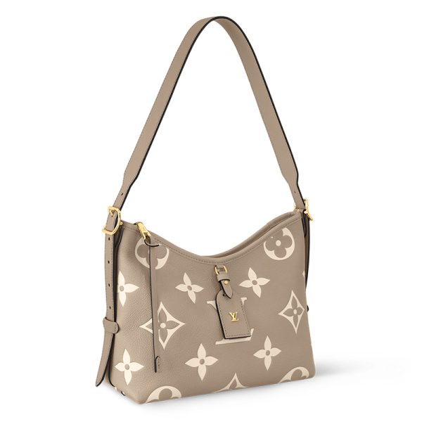 LV pigeon grey calf leather grain embossed zipper shoulder bag - Image 2