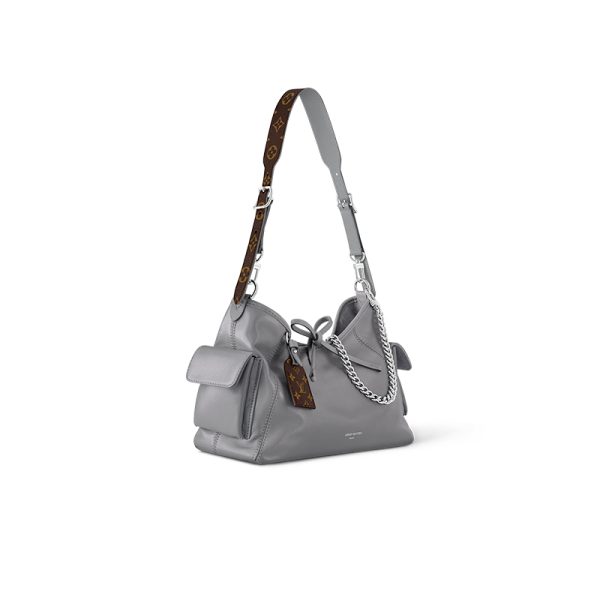 LV gray lambskin with chain tag decoration shoulder bag - Image 2