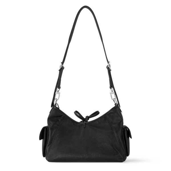 LV Small Black Sheepskin Wrinkle Detail Silver Chain Shoulder Bag - Image 2