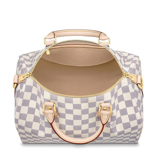 LV sky blue checkerboard canvas embellished leather shoulder crossbody handbag - Image 3