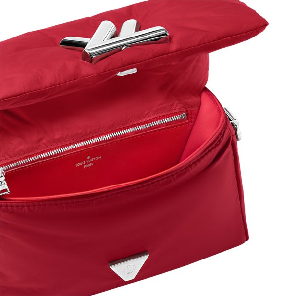 LV small red nylon with leather magnetic buckle crossbody bag - Image 3