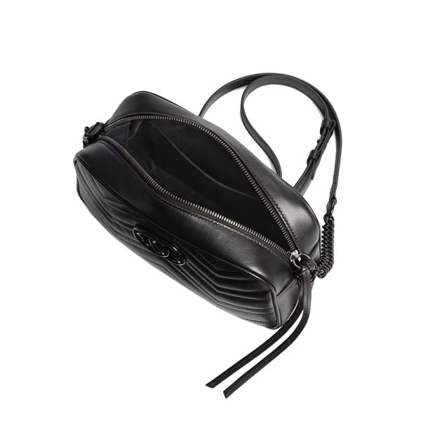 Gucci Small Black Quilted V-shaped Leather Shoulder Bag - Image 3