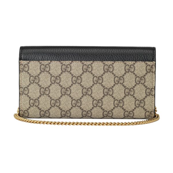 Gucci black canvas with leather embellishment and gold GG decorative chain shoulder crossbody bag - Image 3