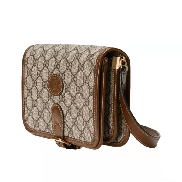 Gucci leather logo canvas patchwork mailman organ shoulder crossbody bag - Image 3